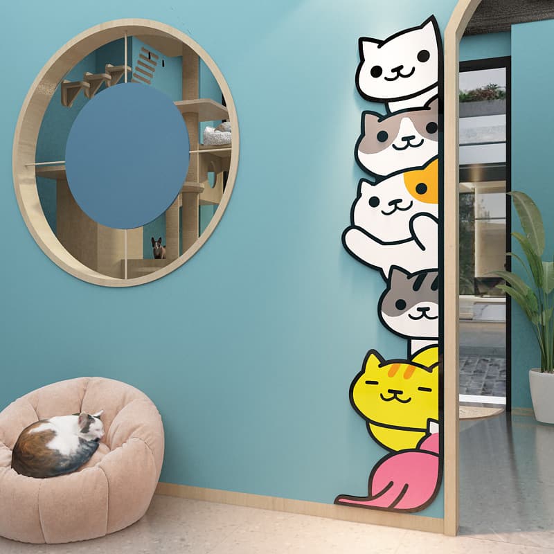 Influenciador gato cafeteria decoração de parede adesivo pintura Pet Grooming Hospital loja atmosfera decoração suprimen