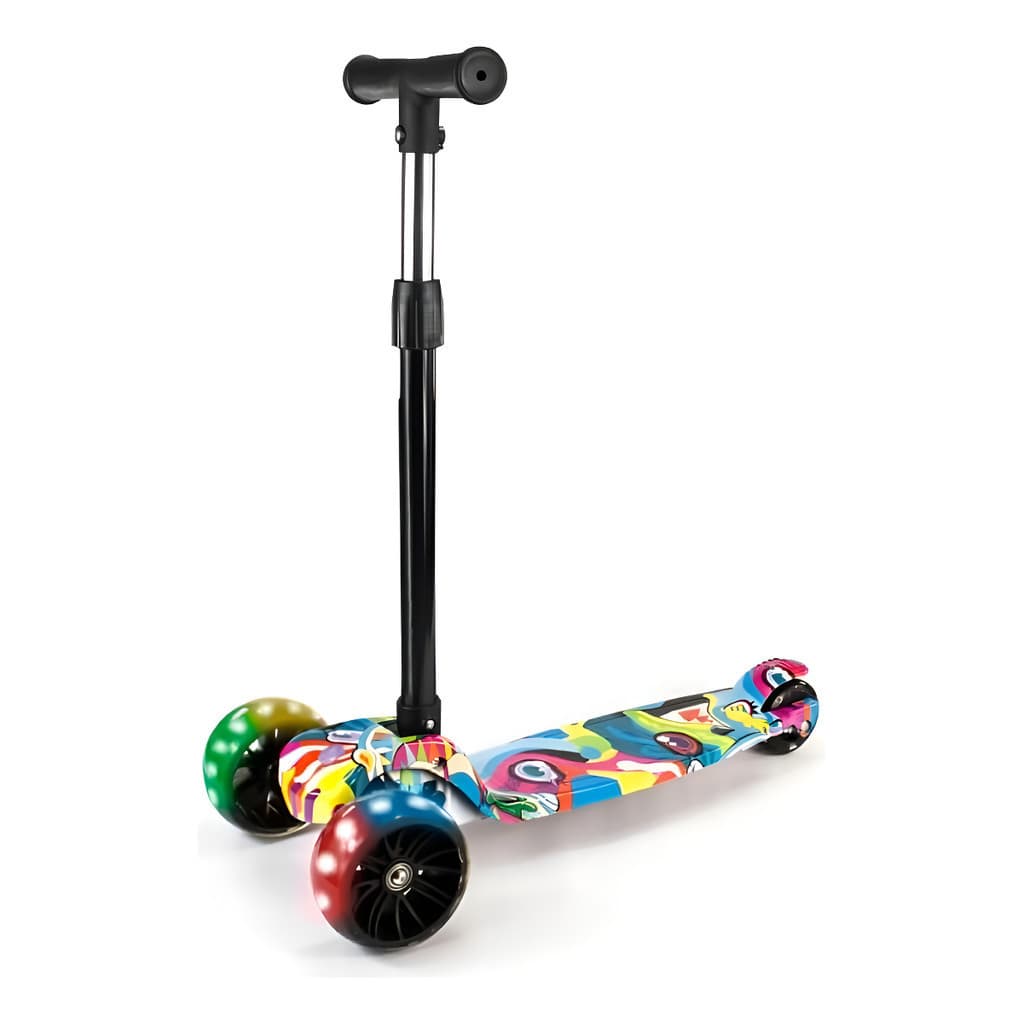 Patinete Infantil 3 Rodas com Rodas Iluminadas e Fácil Transporte
