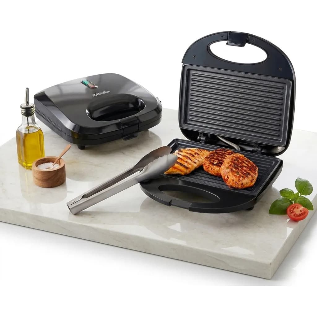 Sanduicheira Grill Elétrica 2 em 1 Antiaderente 750W 127V Potente Prática Pão na Chapa Lanches Rapidos Compacta Original