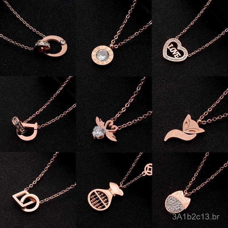 Colar minimalista coreano para mulheres, pingente elegante em aço titânio banhado a ouro, acessório de vestuário versáti
