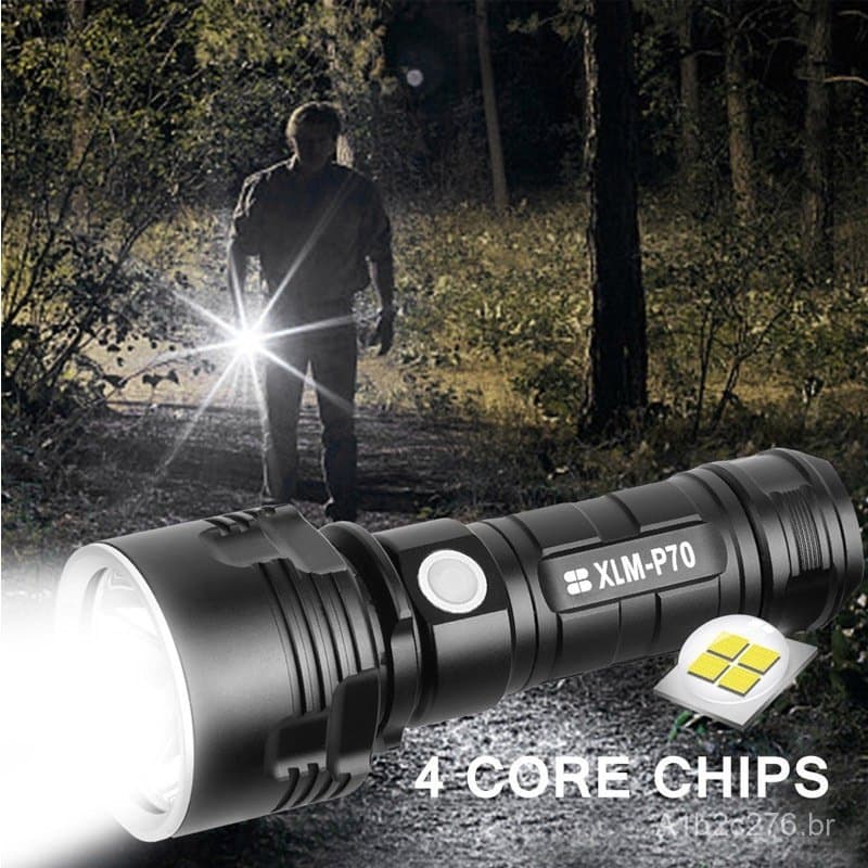 Lanterna de alta luminosidade por atacado p70, lanterna LED ultra-brilhante, à prova d'água para uso externo, portátil,