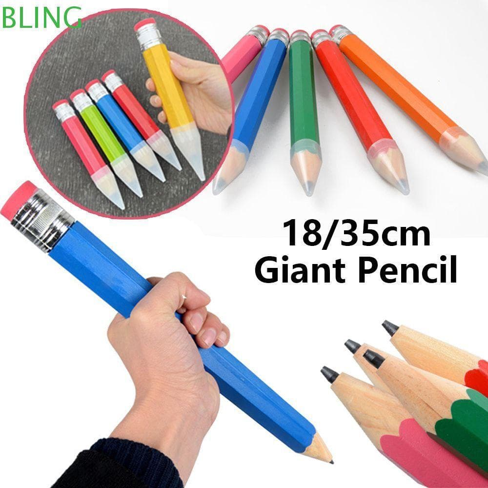Lápis Gigante BLING , Grande De Brinquedo Novidade De 18/35 Cm , Adereço De Desempenho Com Borracha Enorme Pintor De