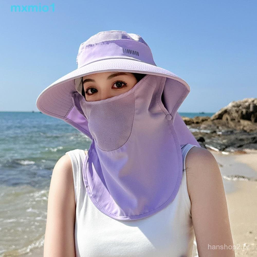 MXMIO1 Chapéu De Sol Feminino , Proteção Solar , Decote , Máscara , Boné Facial Portátil , Protetor Balde