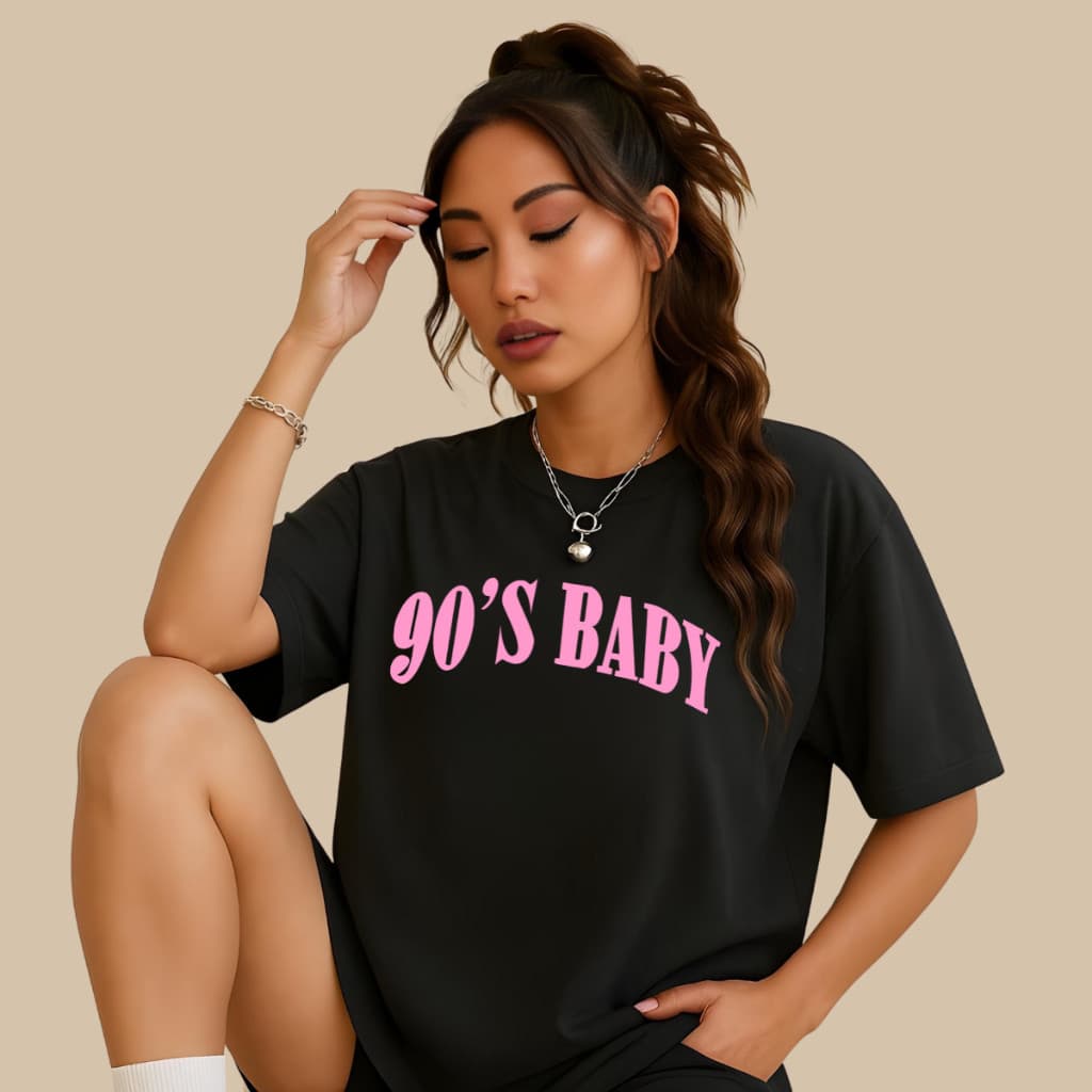 Camiseta Oversized Feminina 90's Baby Streetwear Estilo Retrô Confortável Casual