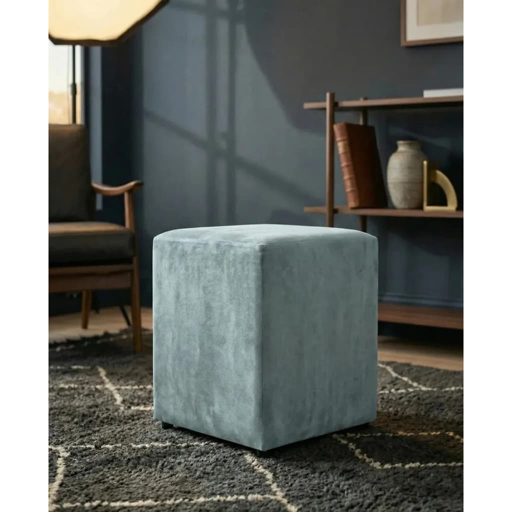 Puff Cubo Aveludado Decorativo Sala Quarto Macio Design Luxo