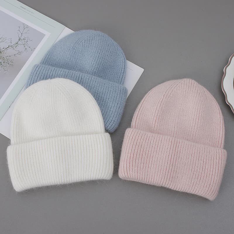 Chapéu de inverno engrossado Extra grande chapéu de malha feminino versão coreana proteção de ouvido cabelo de coelho ci
