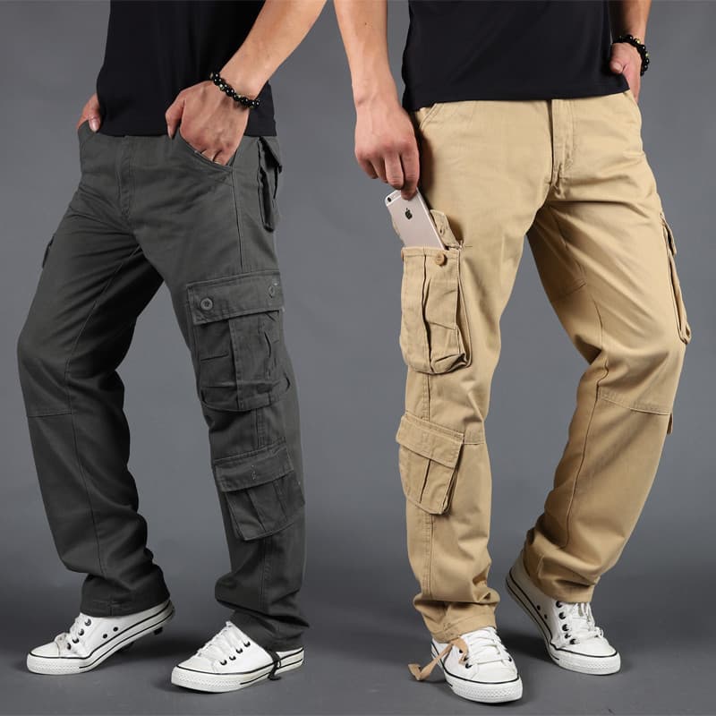 Primavera outono macacão masculino puro algodão calças casuais em linha reta estilo americano tamanho grande solto estil