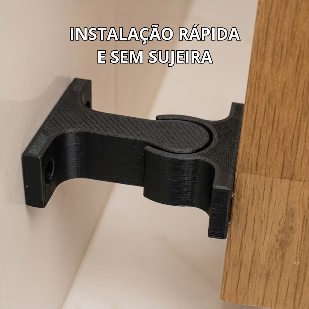 Trava Porta Reforçada Anti Impacto Protetor Parede Maçaneta Adesivo ou Parafuso Alta Fixação