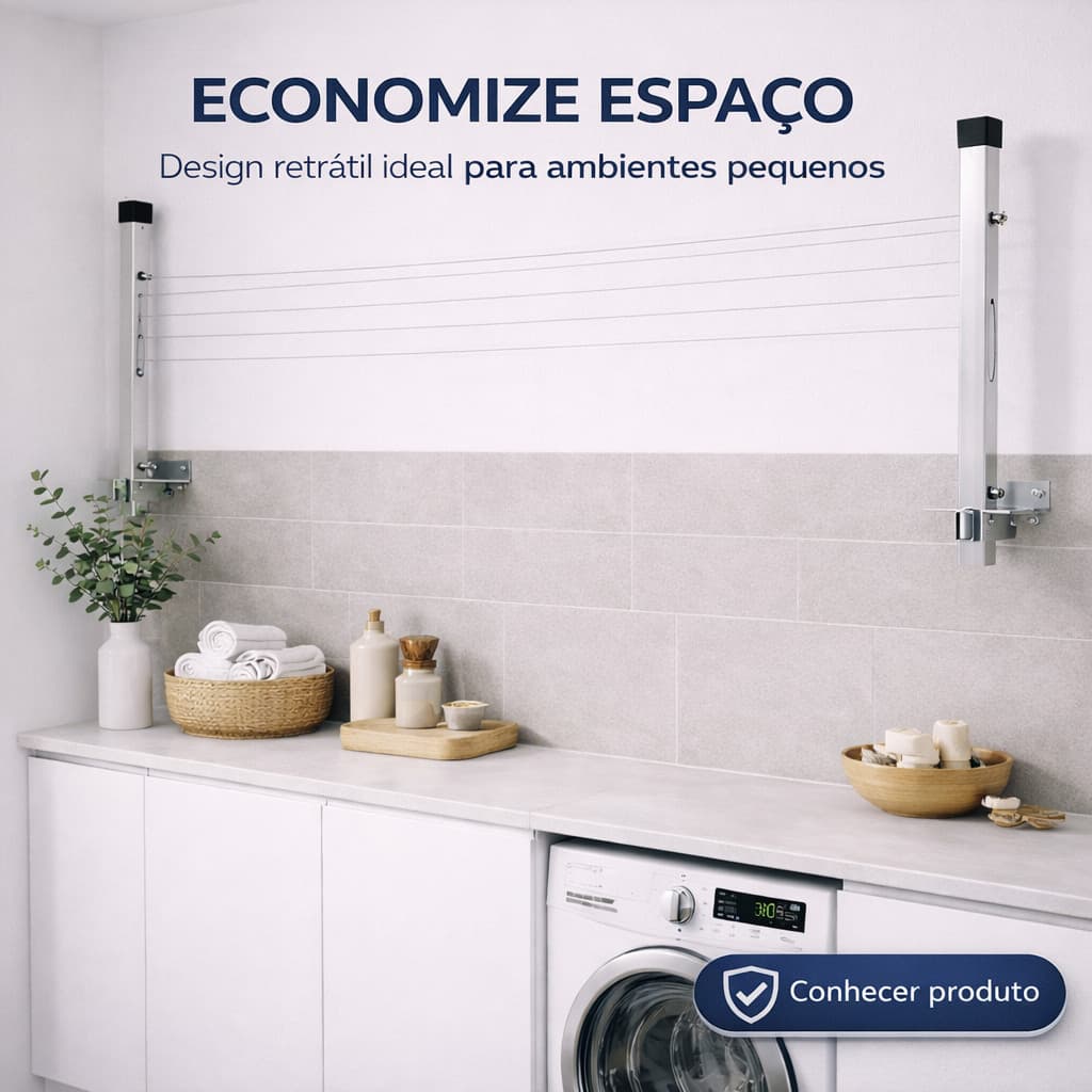 Varal De Roupa Reforçado 80 Kg Dobrável 2 Hastes Cor Alumínio natural Apartamento