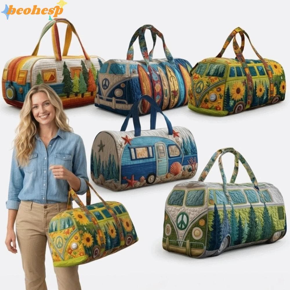 BEOHESP Bolsa Acolchoada , De Viagem Multifuncional , Design De Ônibus Retrô Boho Resistente Para Academia