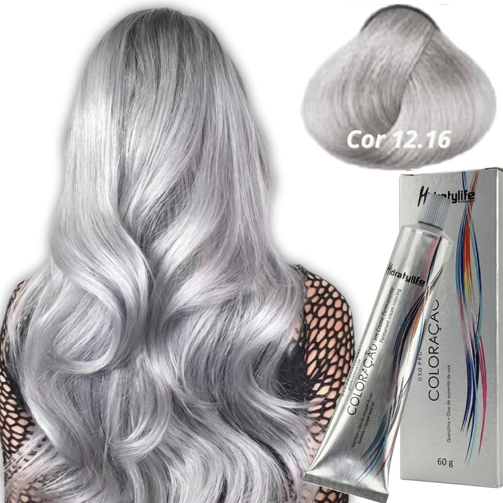 Cor de Cabelo Platinado Acizentado 12 16 p/ Platinar o Cabelo | Preço Promocional Tom 12.16