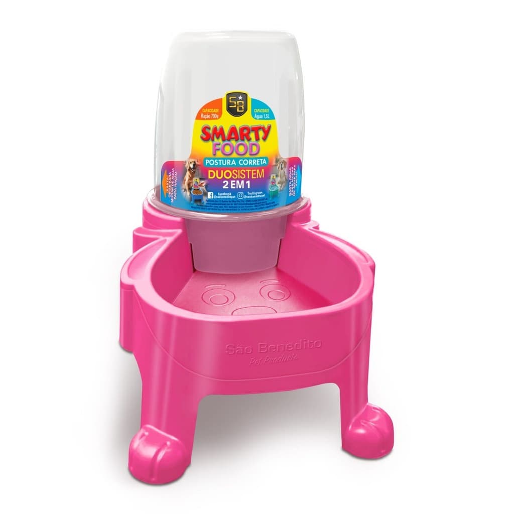 Comedouro ou Bebedouro  Dupla Funçâo Automático Rosa Smarty Food