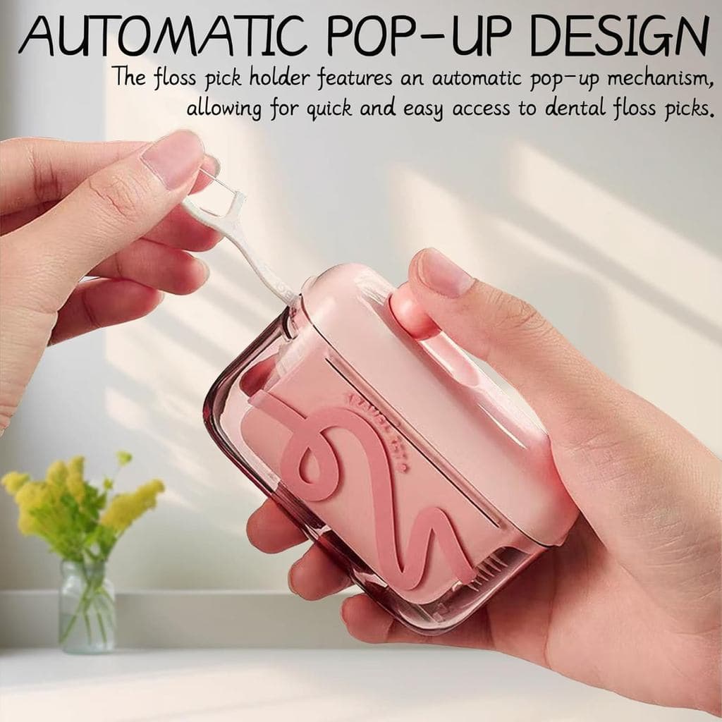 Distribuidor De Fio Dental Pop-up Automático Portátil-Mini Estojo Para Palhetas Descartáveis , Operação Com Uma Mão Cuid