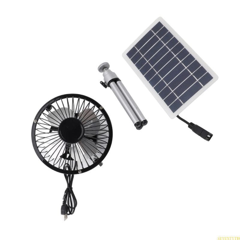 Ventilador Painel Solar Suporte Tripé Para Mesa Portátil Viagens Casa E Escritório