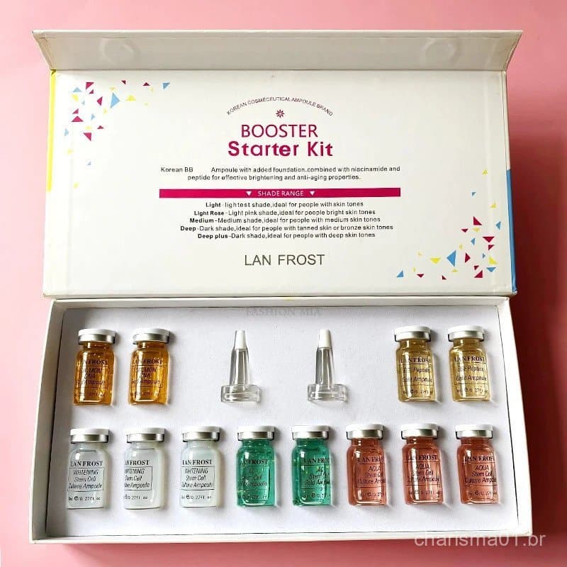 12 Frascos 8ml Conjunto de Maquiagem BB Gloss Langeida DNA de Salmão/Nicotinamida Essência de Cuidado Facial Ampola Fu R