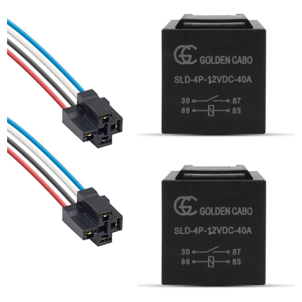 Kit 2 Unid Relê Automotivo Universal 12v 40a + Plug Chicote