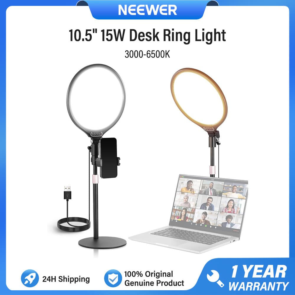 NEEWER Ring Light Anel De Luz De Mesa De 10.5 " Com Suporte , Iluminação De Painel De Selfie LED De Tela Cheia 3000-6500