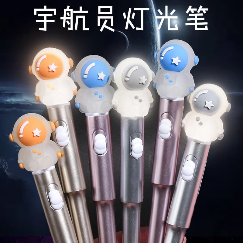 Caneta de Gel luminosa influenciadora astronauta com luz Spaceman caneta tinteiro 0.5 preta ins criativa caneta fofa de