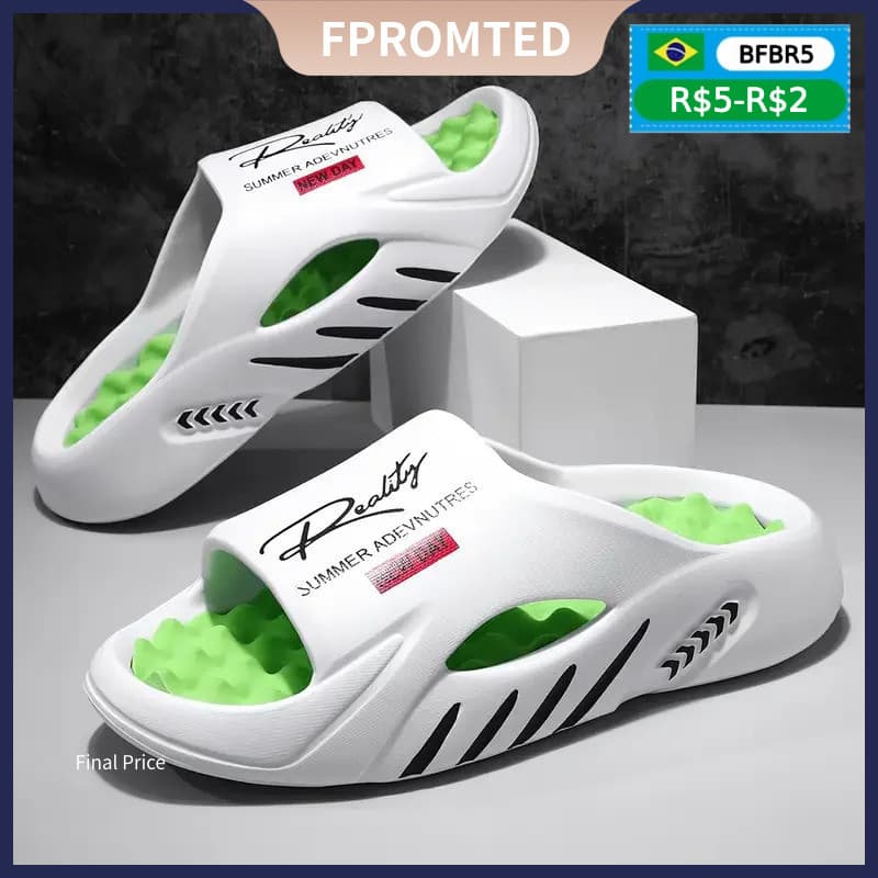 Verão Masculino EVA Massagem Chinelos Interior Ao Ar Livre Caminhadas Praia Sapatos Casuais Fundo Macio Confortáveis Tam