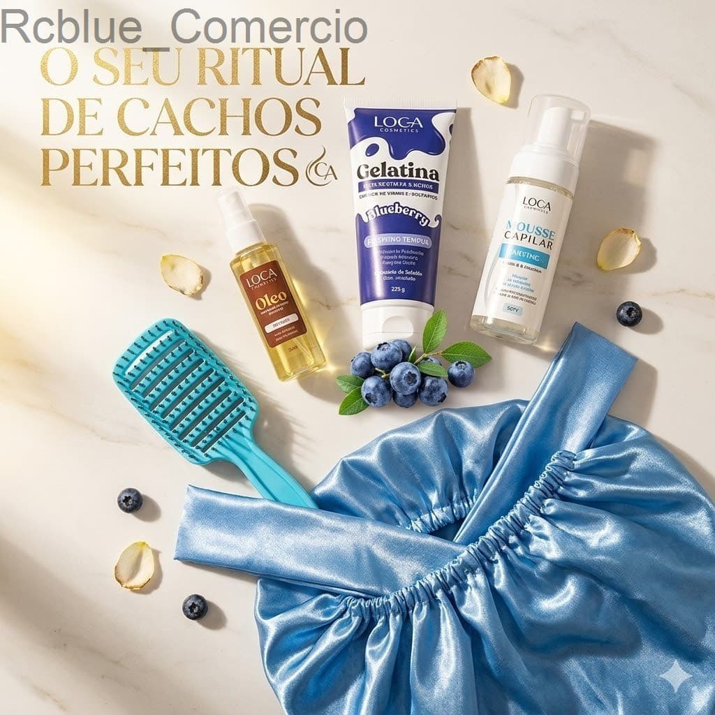 Kit Capilar Completo c/ Escova Hexa + Óleo Loca + Gelatina Blueberry + Mousse + Touca + FaixaR3CS