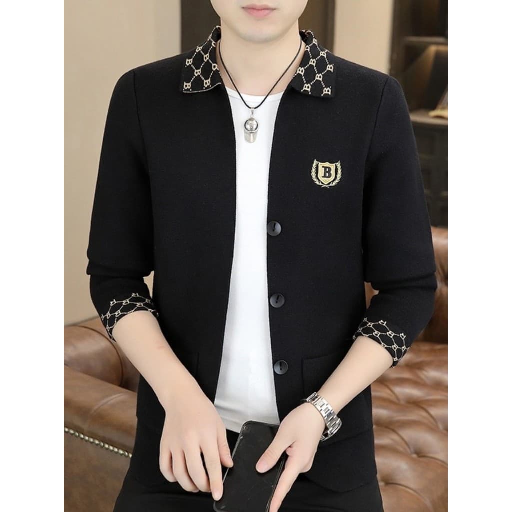 2026 novo estilo jaqueta masculina primavera outono versão coreana na moda Cardigan de malha masculino único fino-ajuste