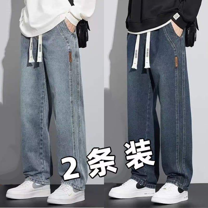 2025 primavera outono All-Match Jeans masculino Street Wear perna larga Plus Size calças soltas em linha reta calças jov