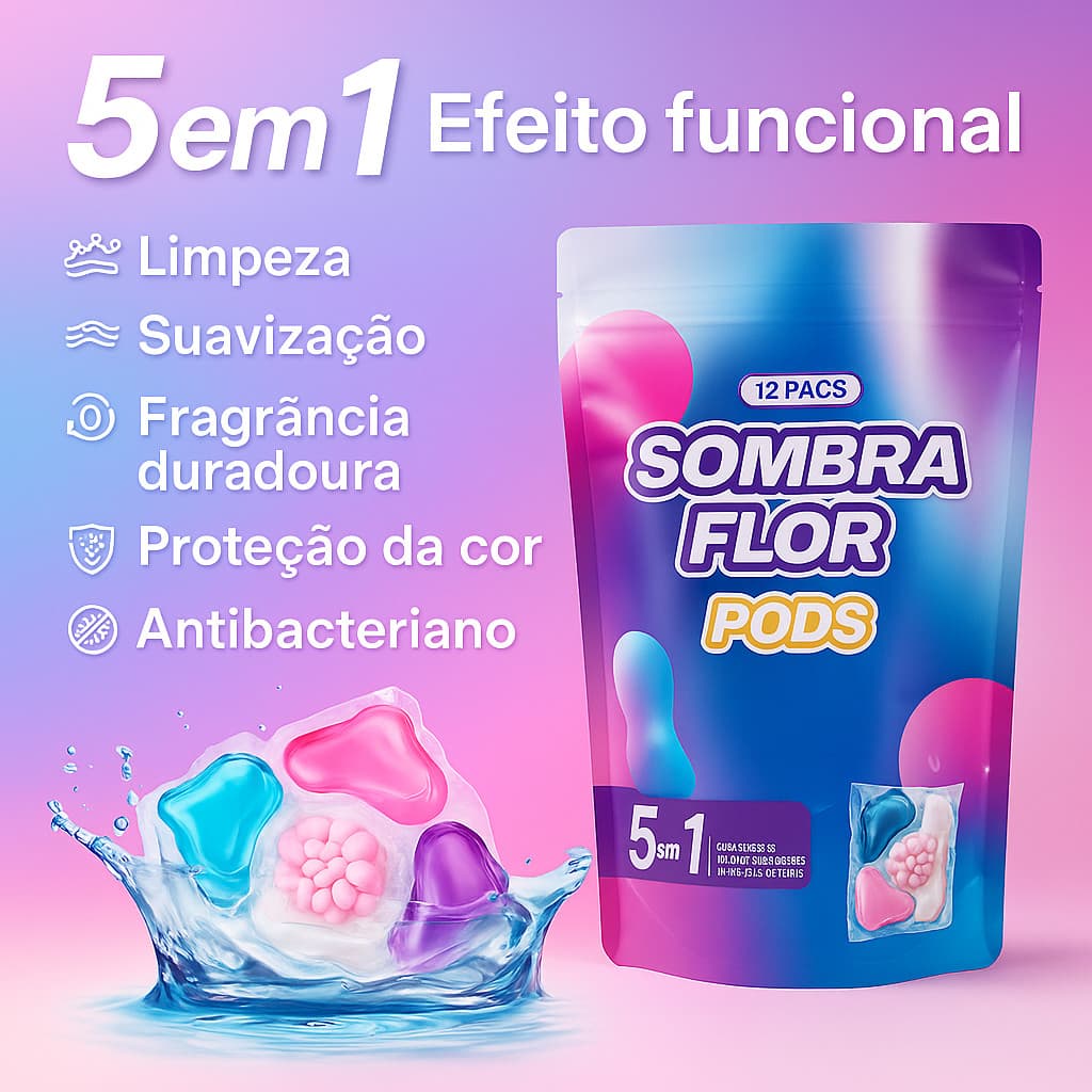 Sabão Cápsula Detergente Lava Roupas 5em1 pods 12 Cápsulas