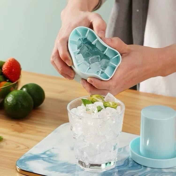 Molde de Silicone para Cubos de Gelo – Balde Redondo Pequeno 40 Cubos / Grande 60 Cubos