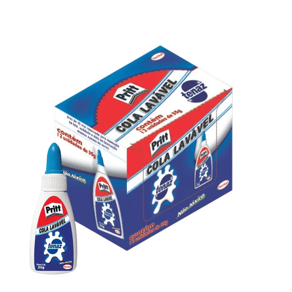 Caixa C/12 Unidades Cola Líquida Branca Lavável Pritt Tenaz 35g