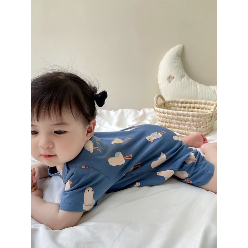 Ins bebê verão bebê menina macacão fino bebê menino puro algodão verão macacão bebê moda manga curta macacão