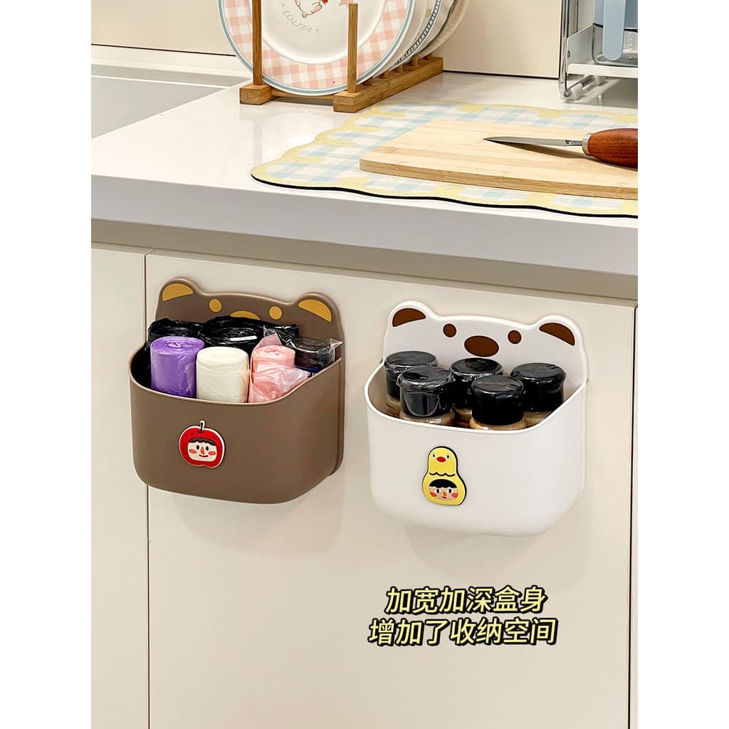 Saco de lixo de parede de cozinha caixa de armazenamento perfurado doméstico cordão saco de lixo saco de plástico caixa