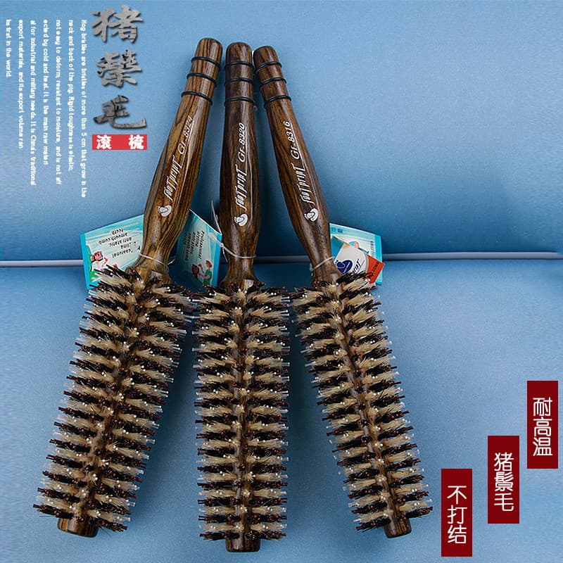 Carl Piao Master Equipment Pegadas de Taiwan Pente de rolamento de cerdas genuínas Pente de rolamento de cerdas de madei