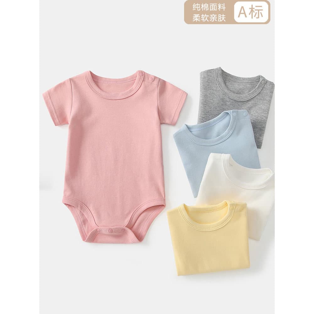 Roupas de bebê recém-nascido verão fino macacão de uma peça puro algodão manga curta camiseta 6 meses roupas de proteção