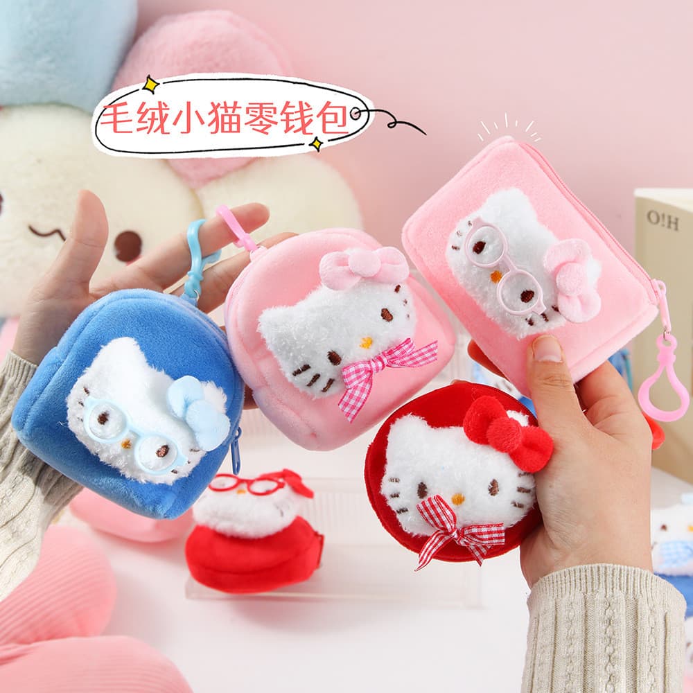 Bonito dos desenhos animados gatinho boneca bolsa de moedas de pelúcia estudante saco decoração pingente portátil Blueto