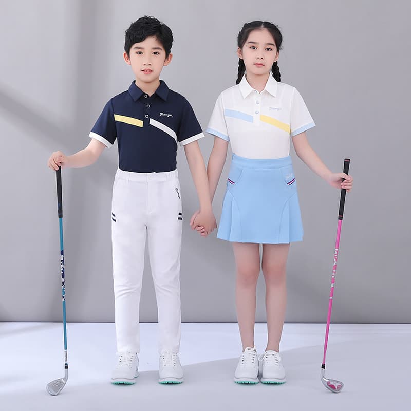 T95 verão golfe crianças roupas meninos meninas camiseta de manga curta de secagem rápida tecido respirável juventude la