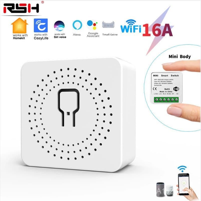 Interruptor inteligente Homekit, controle de voz por celular, interruptor de caixa oculta Wi-Fi, interruptor relé inteli