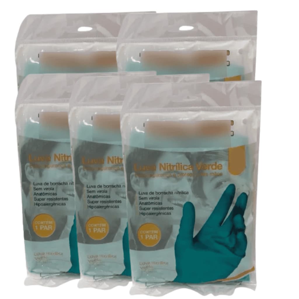 Luva Nitrílica Multiuso Talge Verde 5 Pares - Sem Pó Hipoalergênica para Odontologia Estética Limpez