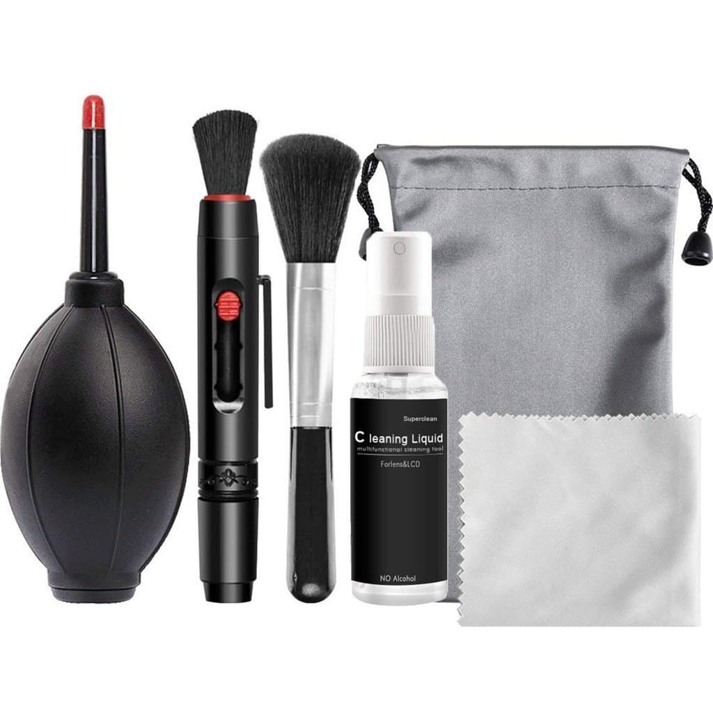 Kit de limpeza para câmeras DSLR e mirrorless, adequado para lentes Canon, Nikon, Sony e Fuji.