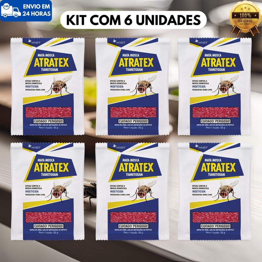 Kit 6x Atratex Haxea Atrativo Sache Anti Mosca Granulado 25g