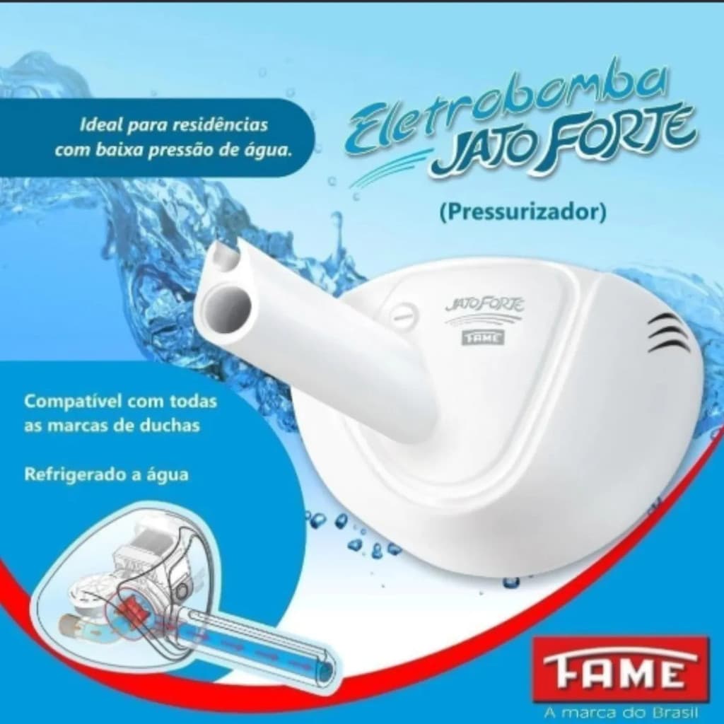 Pressurizador de Chuveiro Fame 220v Bomba de Água Aumenta Pressão Fácil Instalação Original