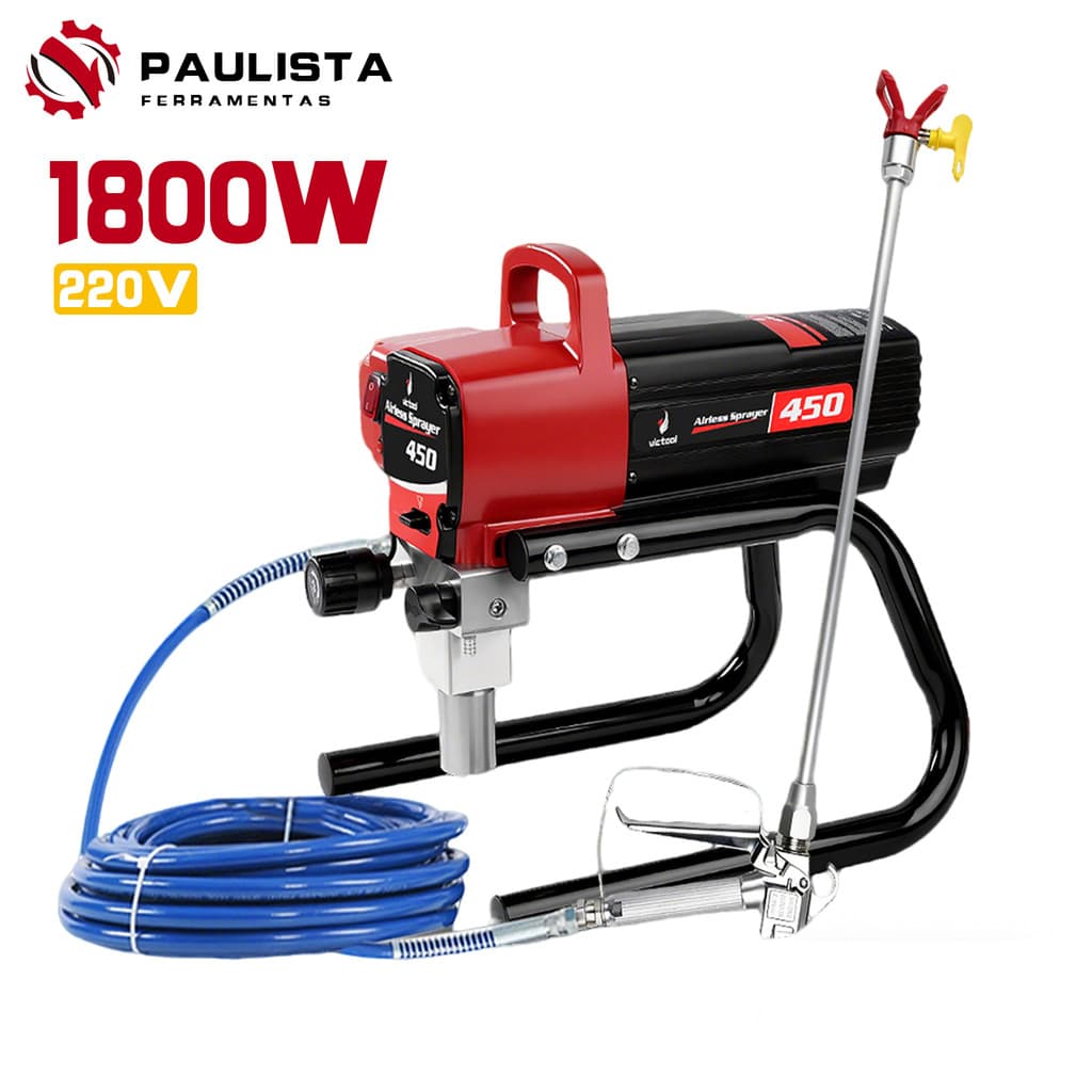 Pulverizador De Tinta De Alta Pressão Tipo Êmbolo 1800W 220V 450 , Grau Profissional .