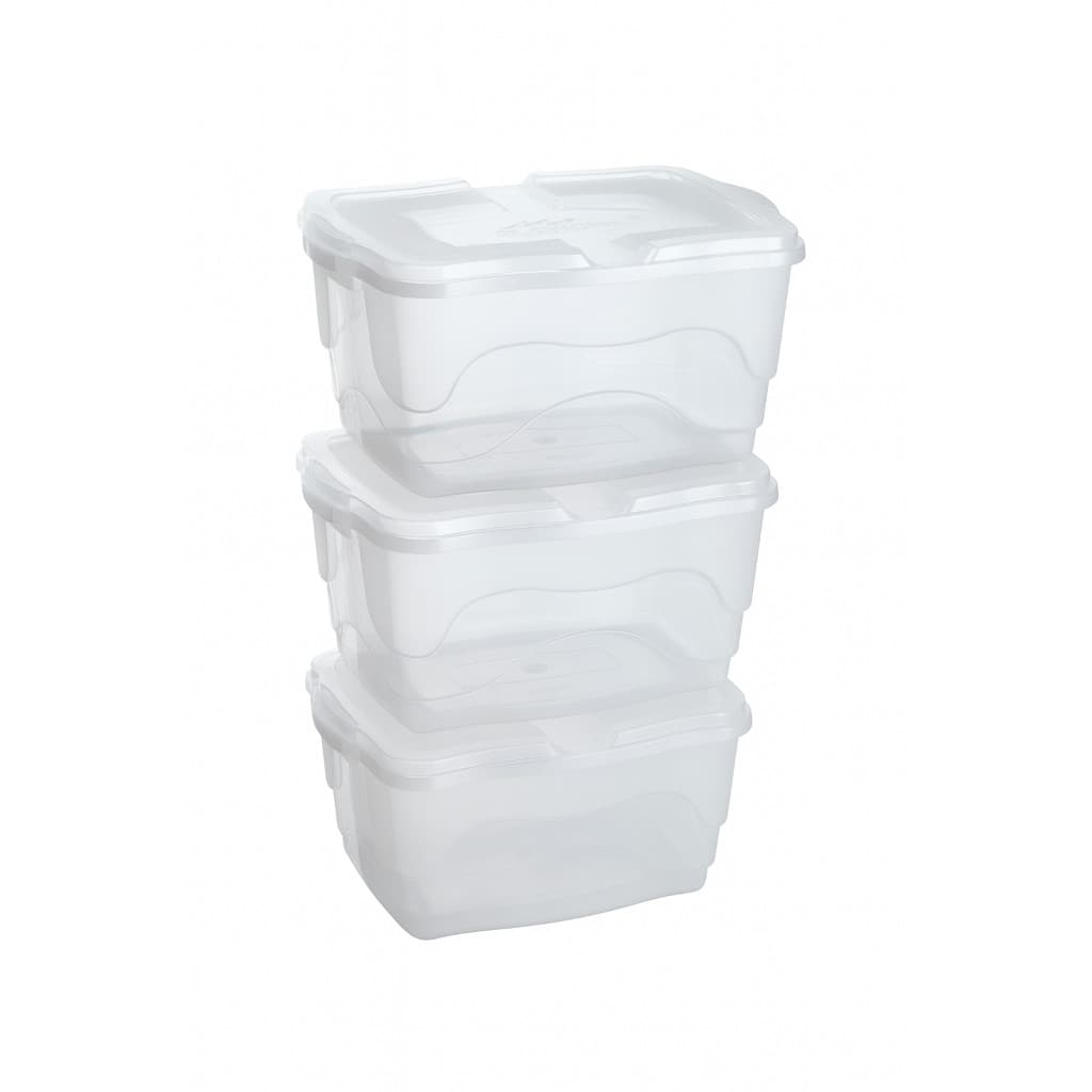 Kit 3 Caixas Organizadoras Transparentes 20L Multiuso p/ Roupas Livros Sapatos Organização Casa
