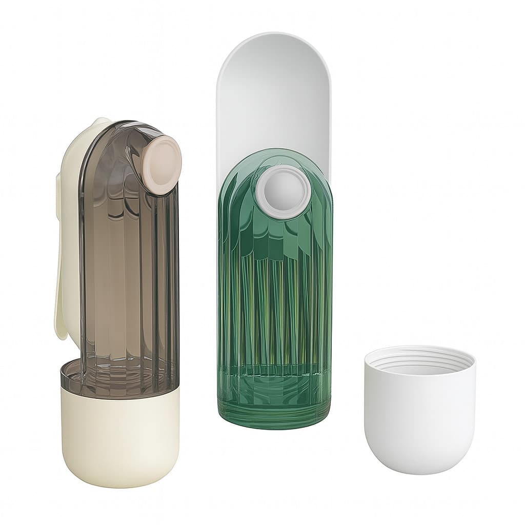 Garrafa Portátil 3 em 1 Dispenser Água e Ração para Cães e Gatos – Ideal para Passeio e Viagem