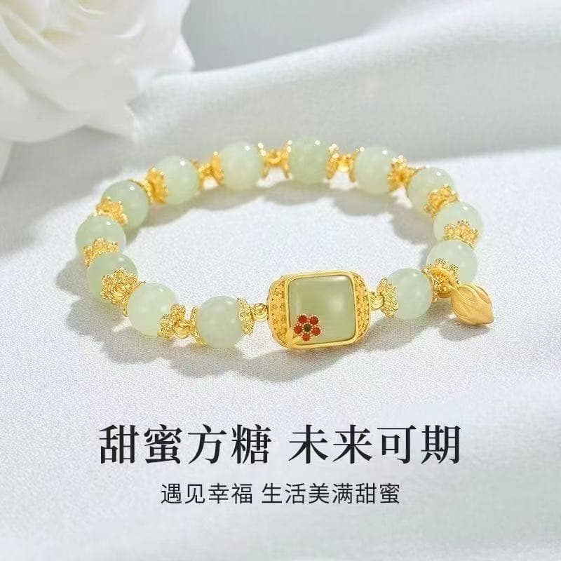 Novo cubo chinês doces lótus frisado pulseira feminina luz luxo nicho Design requintado namoradas pulseira contas de tra