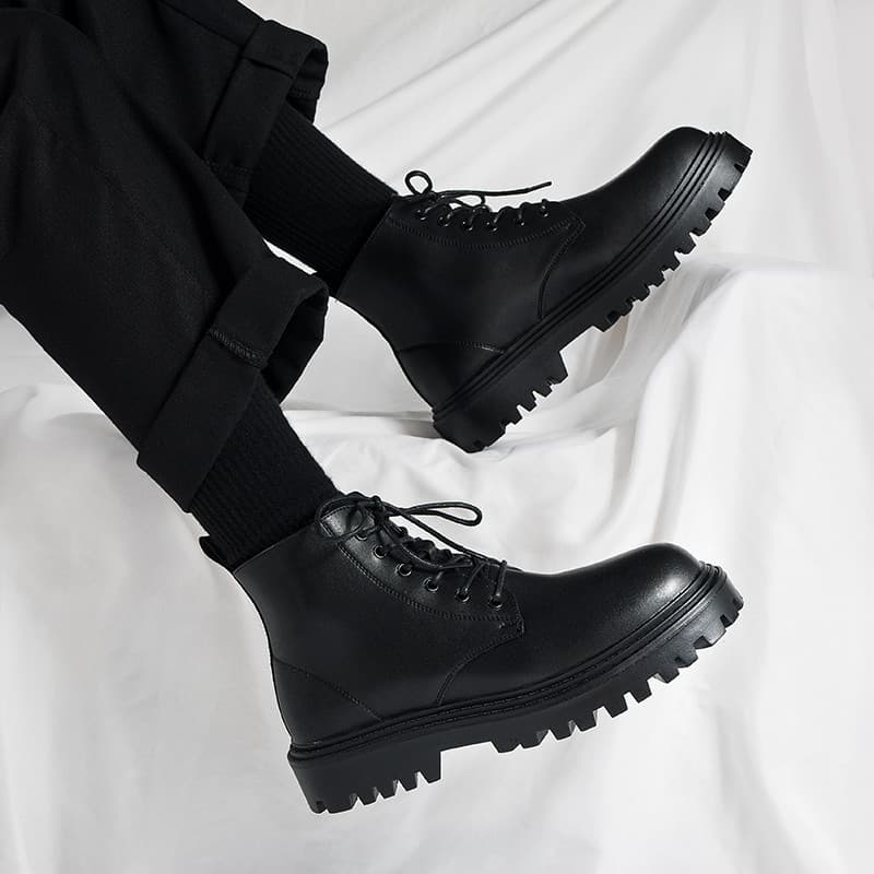 Martin botas masculinas de alta qualidade estilo britânico ferramentas sapatos na moda outono novo estilo de couro preto