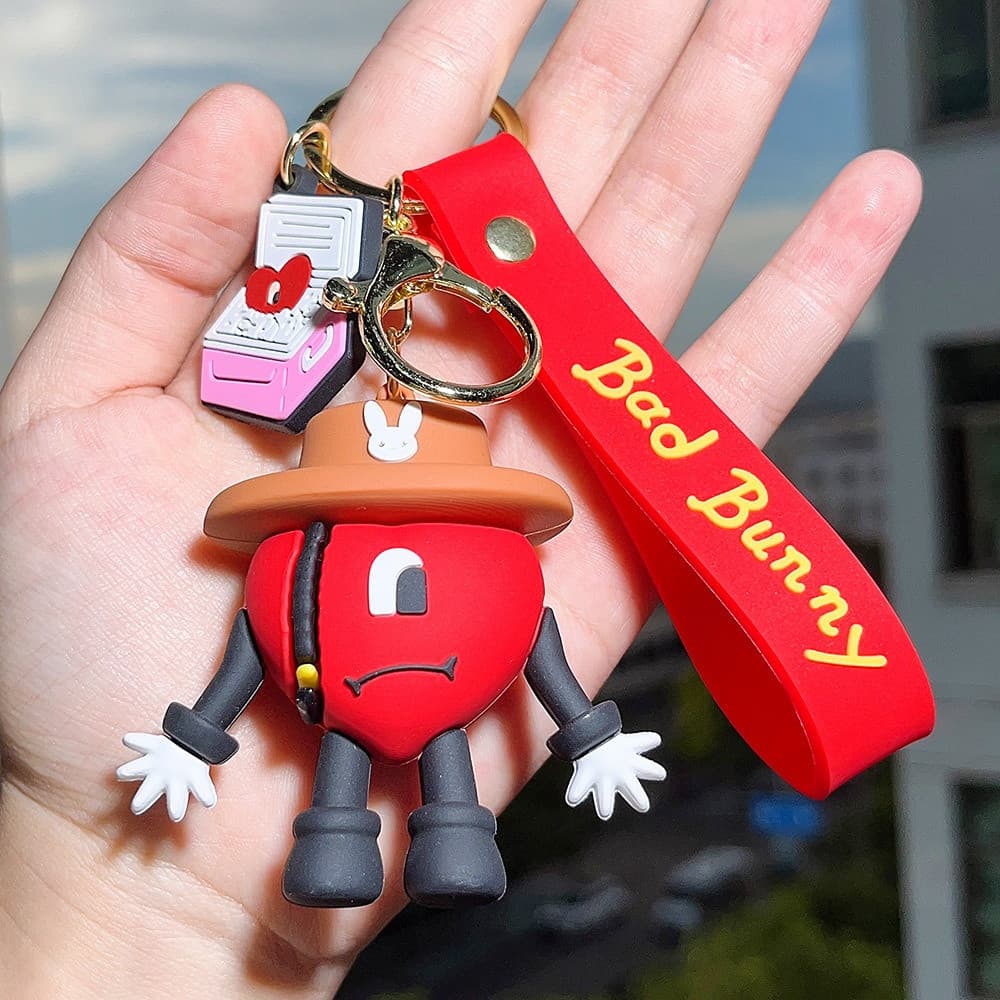 Chaveiro Bad Bunny, chaveiro unissex para uso infantil/em carro, adequado para mochilas, design de desenho animado fofo.