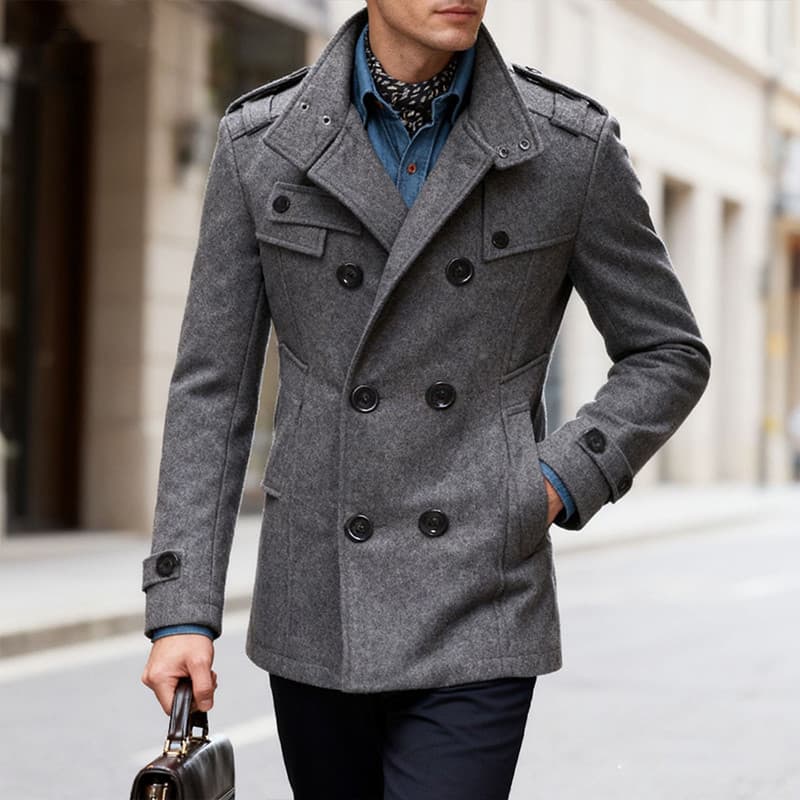 Sobretudo De Lã Trespassado Masculino Moda Cor Sólida Jaqueta De Comprimento Médio Luxo Luz Negócios Gola Trench Coat M-