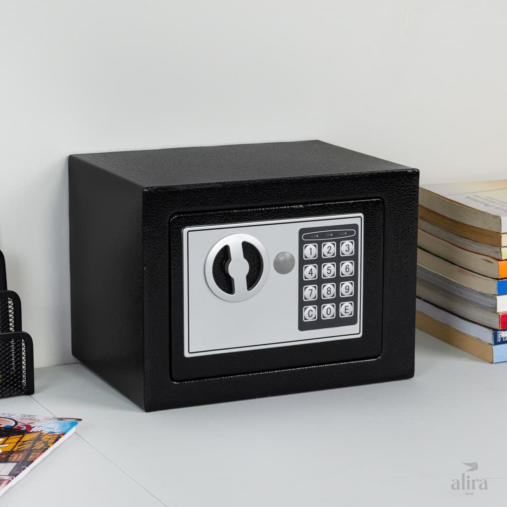 Cofre Eletrônico Digital Alira Home Aço Senha e Chave Segurança Para Joias Dinheiro 23cm
