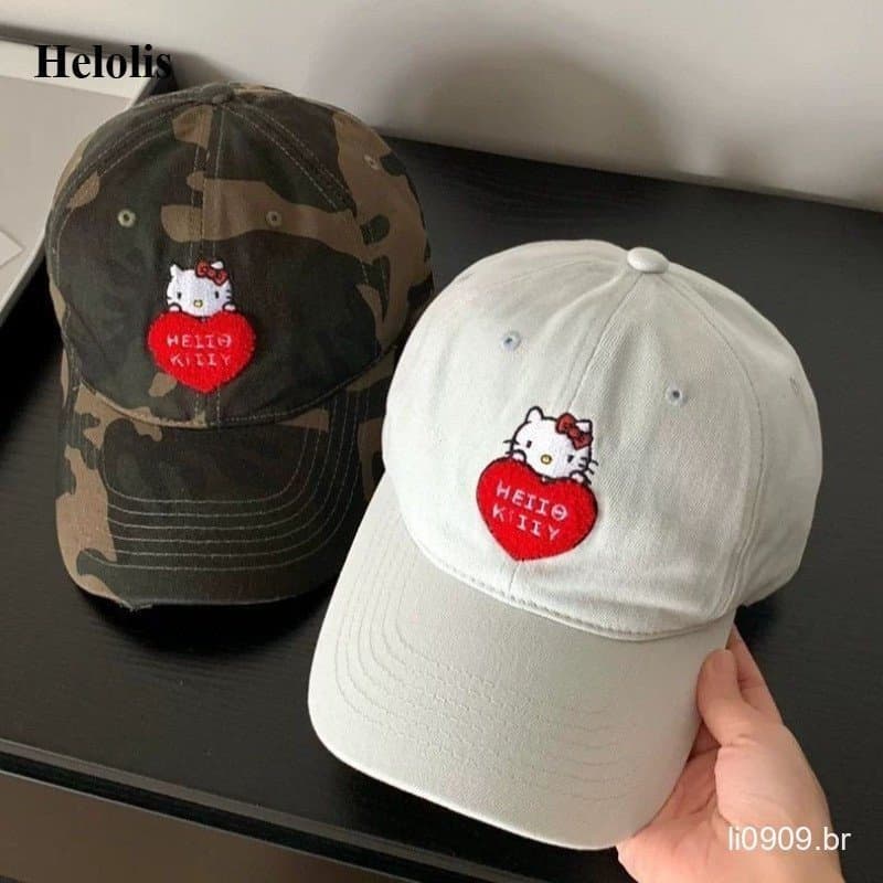 Boné De Beisebol Bonito Bordado Amor Camuflagem Gatinho Gato Para Mulheres , top Macio , Adequado Circunferência