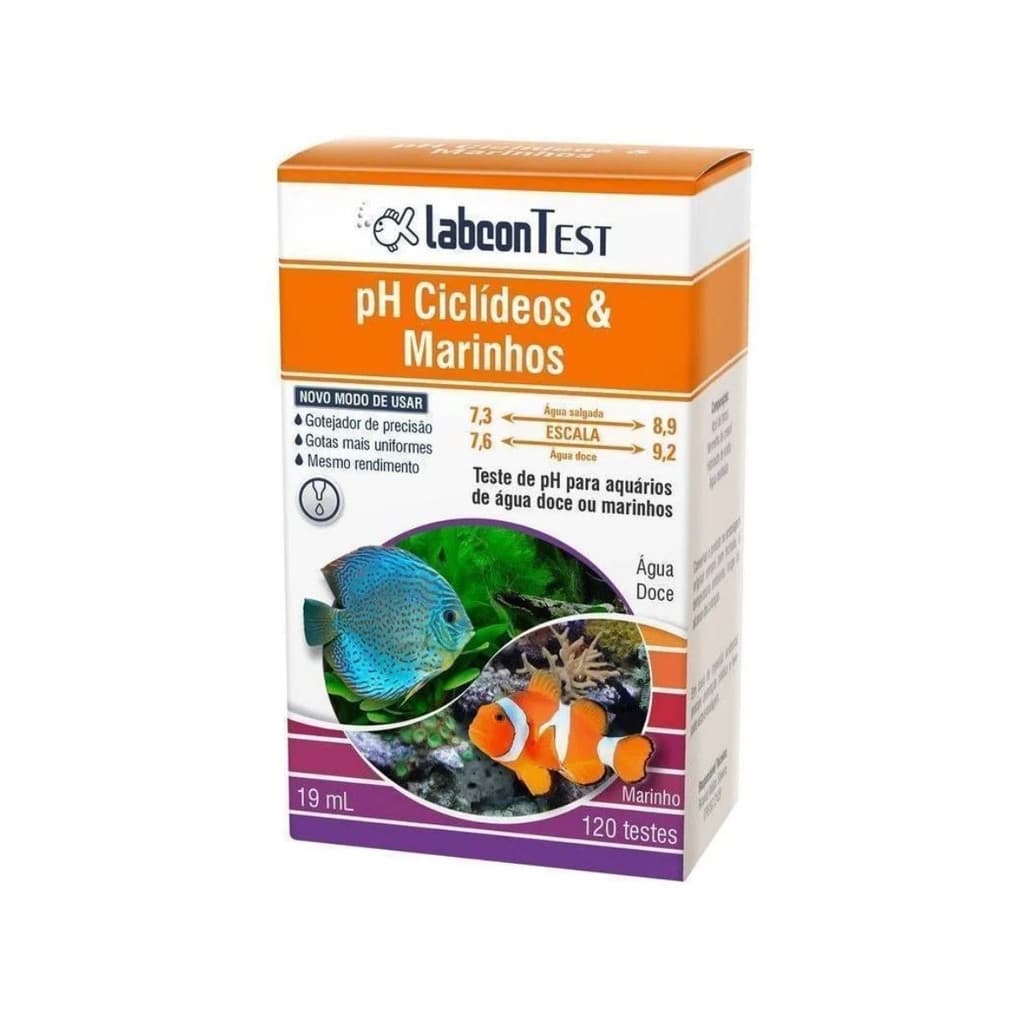 Labcon Teste De Ph Ciclídeos E Marinhos 120 Testes